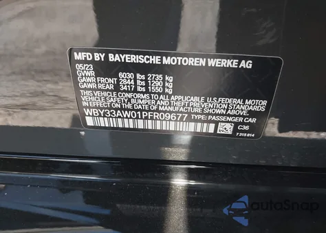 2023 BMW I4 M50 z USA, uszkodzony, nr VIN WBY33AW01PFR09677